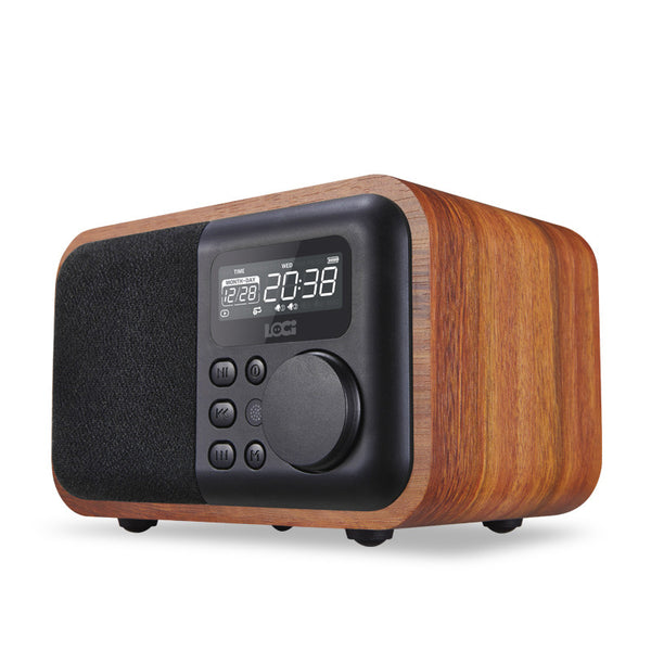 Luxury iBox D90 Multimedia Wooden Bluetooth Microphone Speaker with FM Radio Alarm Clock TF/USB MP3 Player Wood Stereo Subwoofer